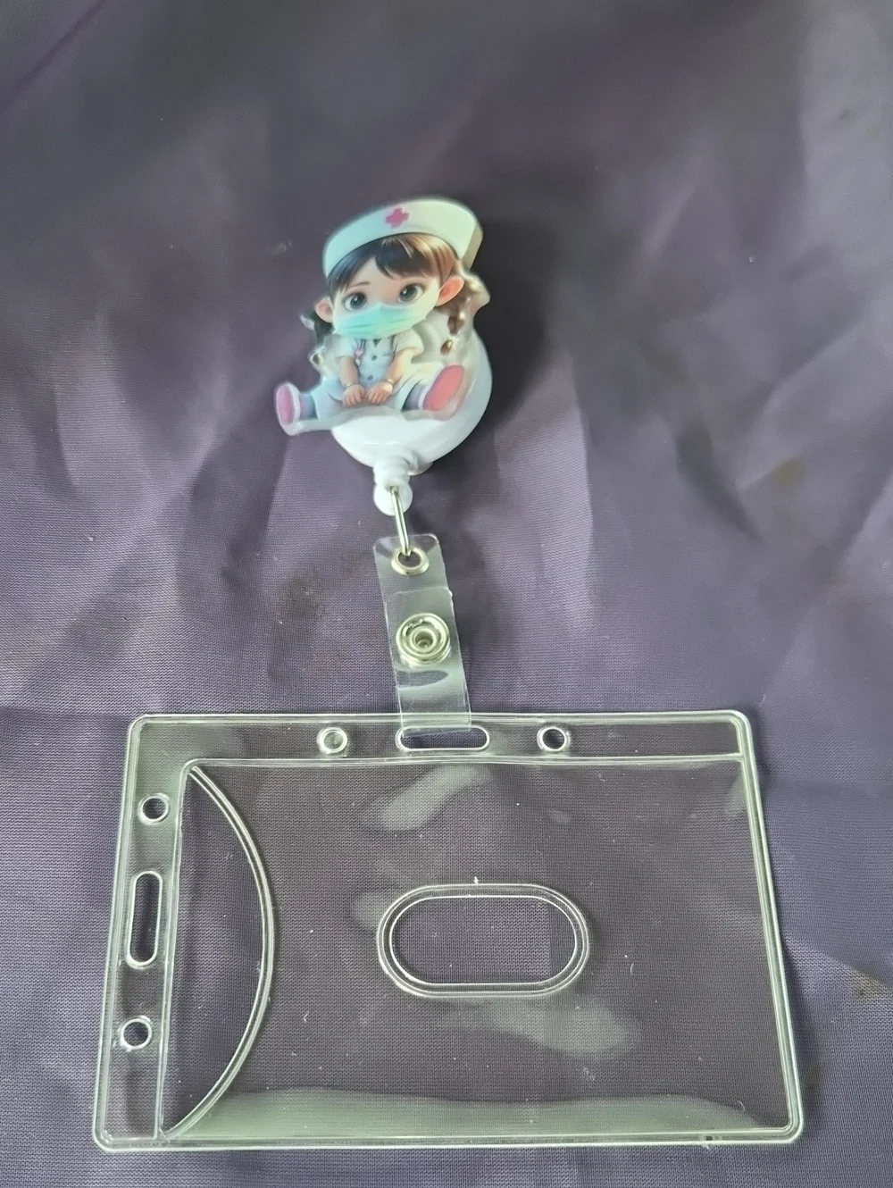 Cute Nurse Badge Reel ID Holder - White